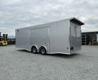 Thumbnail Photo of 2026 ALCOM ALUMINUM 8.5x24 CAR TRAILER 9900lb GVW SILVER LARGE ESCAPE SIDE DOOR CARGO ENCLOSED
