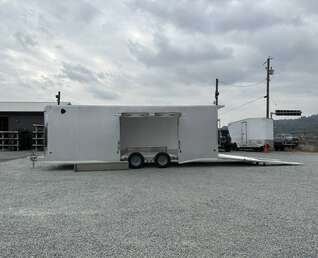 Thumbnail Photo of 2026 ALCOM ALUMINUM 8.5x24 CAR TRAILER 9900lb GVW SILVER LARGE ESCAPE SIDE DOOR CARGO ENCLOSED