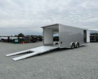 Thumbnail Photo of 2026 ALCOM ALUMINUM 8.5x24 CAR TRAILER 9900lb GVW SILVER LARGE ESCAPE SIDE DOOR CARGO ENCLOSED