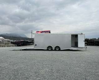 Thumbnail Photo of 2026 ALCOM ALUMINUM 8.5x24 CAR TRAILER 9900lb GVW SILVER LARGE ESCAPE SIDE DOOR CARGO ENCLOSED