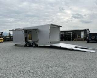 Thumbnail Photo of 2026 ALCOM ALUMINUM 8.5x24 CAR TRAILER 9900lb GVW SILVER LARGE ESCAPE SIDE DOOR CARGO ENCLOSED