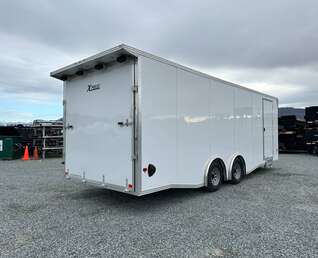 Thumbnail Photo of 2026 ALCOM ALUMINUM 8.5x24 CAR TRAILER 9900lb GVW WHITE LARGE ESCAPE SIDE DOOR CARGO ENCLOSED