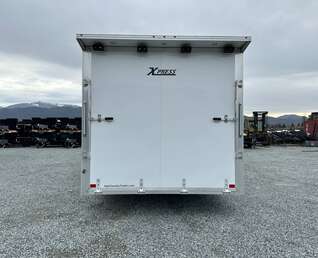 Thumbnail Photo of 2026 ALCOM ALUMINUM 8.5x24 CAR TRAILER 9900lb GVW WHITE LARGE ESCAPE SIDE DOOR CARGO ENCLOSED