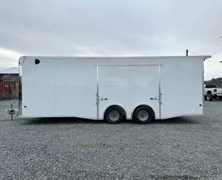 Thumbnail Photo of 2026 ALCOM ALUMINUM 8.5x24 CAR TRAILER 9900lb GVW WHITE LARGE ESCAPE SIDE DOOR CARGO ENCLOSED