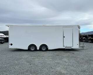Thumbnail Photo of 2026 ALCOM ALUMINUM 8.5x24 CAR TRAILER 9900lb GVW WHITE LARGE ESCAPE SIDE DOOR CARGO ENCLOSED