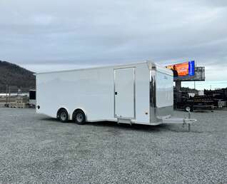 Thumbnail Photo of 2026 ALCOM ALUMINUM 8.5x24 CAR TRAILER 9900lb GVW WHITE LARGE ESCAPE SIDE DOOR CARGO ENCLOSED
