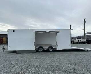 Thumbnail Photo of 2026 ALCOM ALUMINUM 8.5x24 CAR TRAILER 9900lb GVW WHITE LARGE ESCAPE SIDE DOOR CARGO ENCLOSED