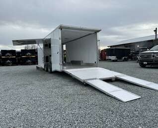 Thumbnail Photo of 2026 ALCOM ALUMINUM 8.5x24 CAR TRAILER 9900lb GVW WHITE LARGE ESCAPE SIDE DOOR CARGO ENCLOSED