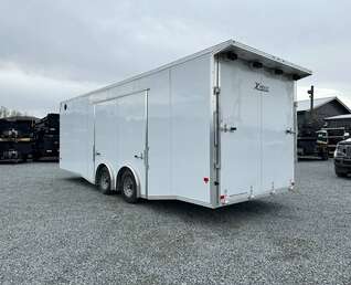 Thumbnail Photo of 2026 ALCOM ALUMINUM 8.5x24 CAR TRAILER 9900lb GVW WHITE LARGE ESCAPE SIDE DOOR CARGO ENCLOSED