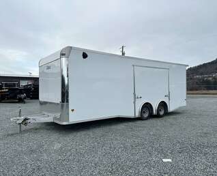 Thumbnail Photo of 2026 ALCOM ALUMINUM 8.5x24 CAR TRAILER 9900lb GVW WHITE LARGE ESCAPE SIDE DOOR CARGO ENCLOSED