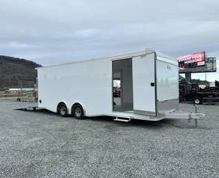 Thumbnail Photo of 2026 ALCOM ALUMINUM 8.5x24 CAR TRAILER 9900lb GVW WHITE LARGE ESCAPE SIDE DOOR CARGO ENCLOSED