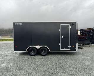 Thumbnail Photo of 2026 Royal 7.5X16 V-NOSE RAMP DOOR EXTRA HEIGHT Cargo / Enclosed Trailer Black 7700lb GVW