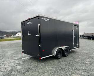 Thumbnail Photo of 2026 Royal 7.5X16 V-NOSE RAMP DOOR EXTRA HEIGHT Cargo / Enclosed Trailer Black 7700lb GVW