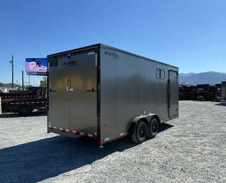 Thumbnail Photo of 2026 Royal 7.5x18 Cargo Enclosed Trailer Blackout Package w/ Side Windows Heavy Duty 11400lb GVW w/ Ramp Door Charcoal Grey