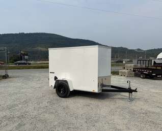 Thumbnail Photo of 2026 Impact 5x8 Quake V Nose Cargo Enclosed Trailer Ramp Door White 2990lb GVW