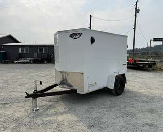 Thumbnail Photo of 2026 Impact 5x8 Quake V Nose Cargo Enclosed Trailer Ramp Door White 2990lb GVW