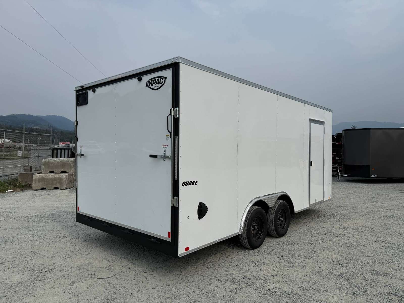 Photo of 2025 Impact 8.5x18 Quake V Nose Cargo Enclosed Trailer Ramp Door Extra Height White 7000lb GVW