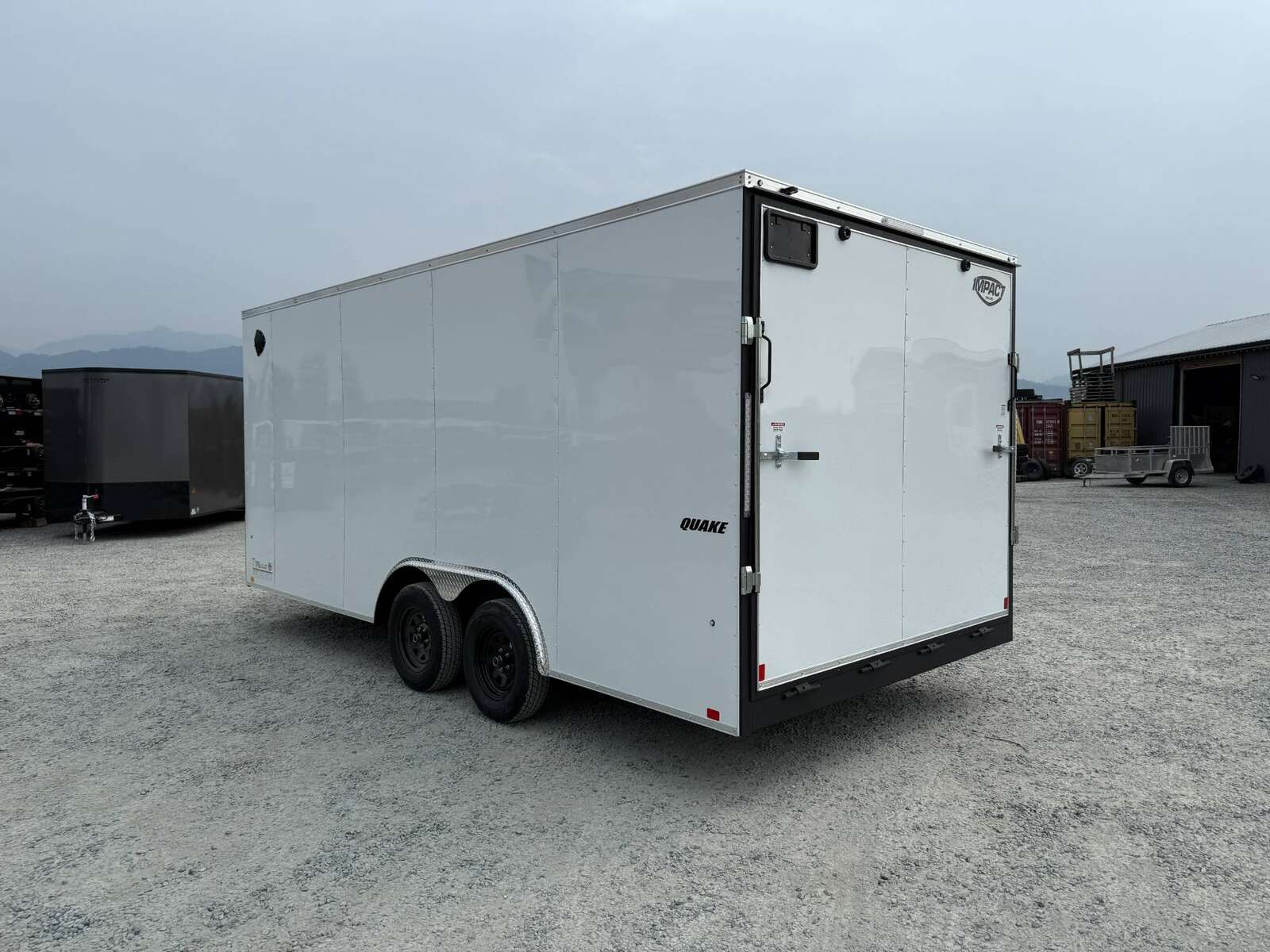 Photo of 2025 Impact 8.5x18 Quake V Nose Cargo Enclosed Trailer Ramp Door Extra Height White 7000lb GVW