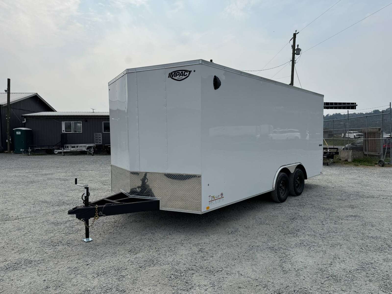Photo of 2025 Impact 8.5x18 Quake V Nose Cargo Enclosed Trailer Ramp Door Extra Height White 7000lb GVW