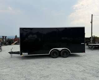 Thumbnail Photo of 2025 Impact 8.5x18 Quake V Nose Cargo Enclosed Trailer Ramp Door Extra Height Black 7000lb GVW