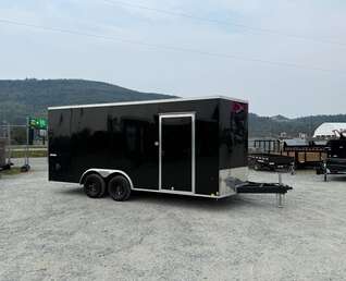Thumbnail Photo of 2025 Impact 8.5x18 Quake V Nose Cargo Enclosed Trailer Ramp Door Extra Height Black 7000lb GVW