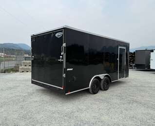 Thumbnail Photo of 2025 Impact 8.5x18 Quake V Nose Cargo Enclosed Trailer Ramp Door Extra Height Black 7000lb GVW