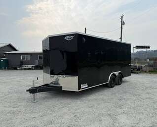 Thumbnail Photo of 2025 Impact 8.5x18 Quake V Nose Cargo Enclosed Trailer Ramp Door Extra Height Black 7000lb GVW