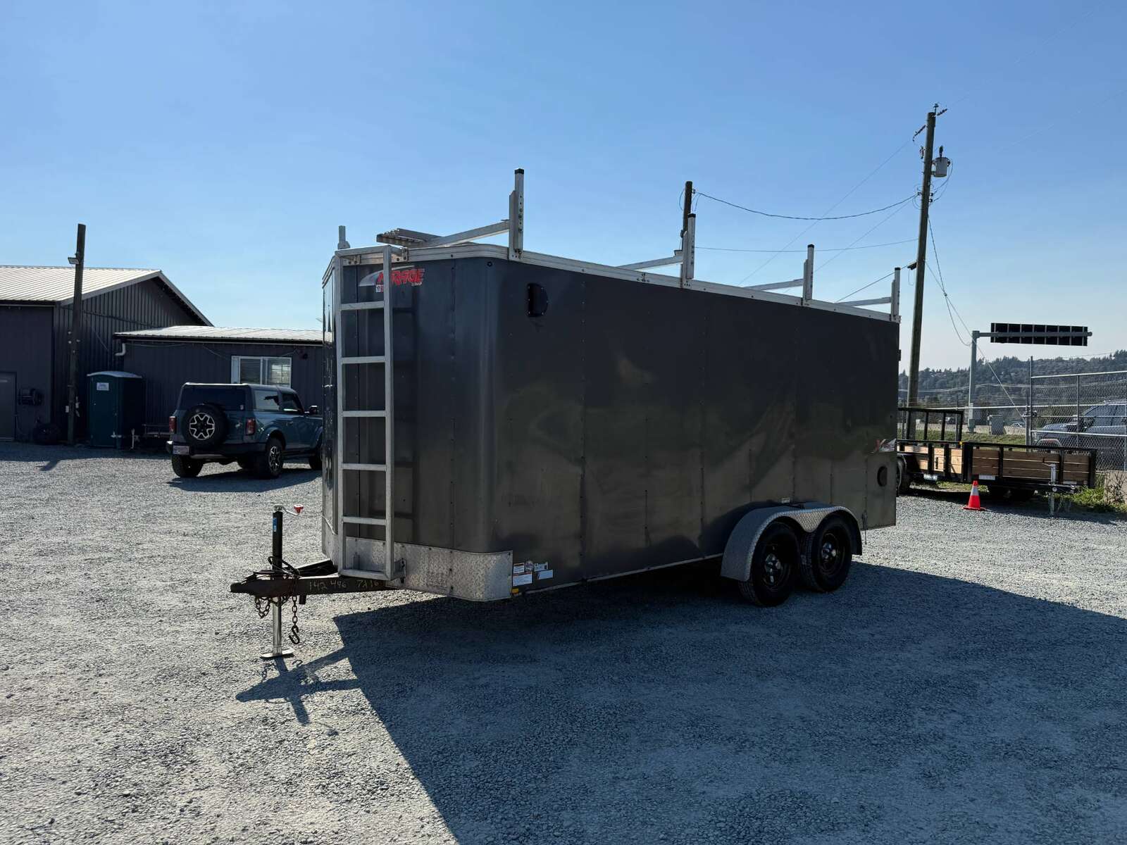 Photo of Used Pre Owned Mirage 7x16 Xpres Cargo / Enclosed Trailer 7000lb GVW Charcoal Grey Barn Doors