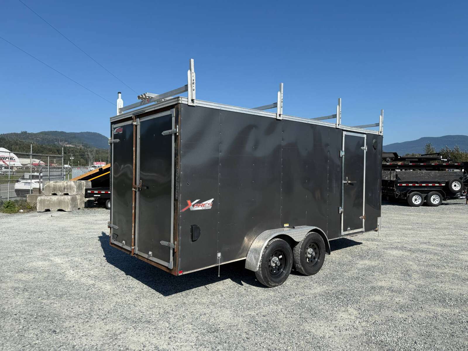 Photo of Used Pre Owned Mirage 7x16 Xpres Cargo / Enclosed Trailer 7000lb GVW Charcoal Grey Barn Doors