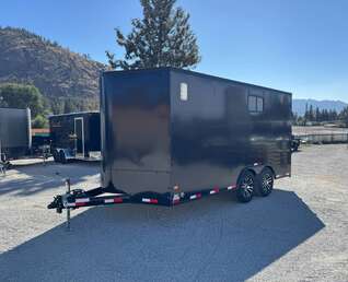Thumbnail Photo of 2026 Royal 8.5x16 V Nose Cargo Enclosed Trailer Camping Package Black w/ Blackout Pkg, Insulated, Ramp Door, White Walls, 2x Windows & More!