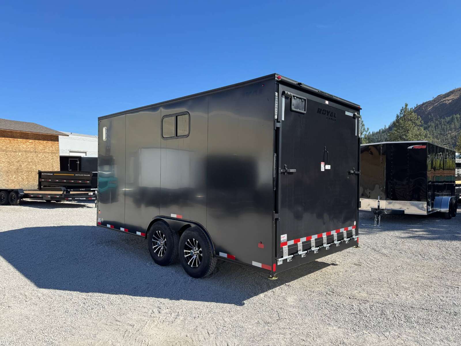 Photo of 2026 Royal 8.5x16 V Nose Cargo Enclosed Trailer Camping Package Black w/ Blackout Pkg, Insulated, Ramp Door, White Walls, 2x Windows & More!