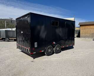 Thumbnail Photo of 2026 Royal 8.5x16 V Nose Cargo Enclosed Trailer Camping Package Black w/ Blackout Pkg, Insulated, Ramp Door, White Walls, 2x Windows & More!
