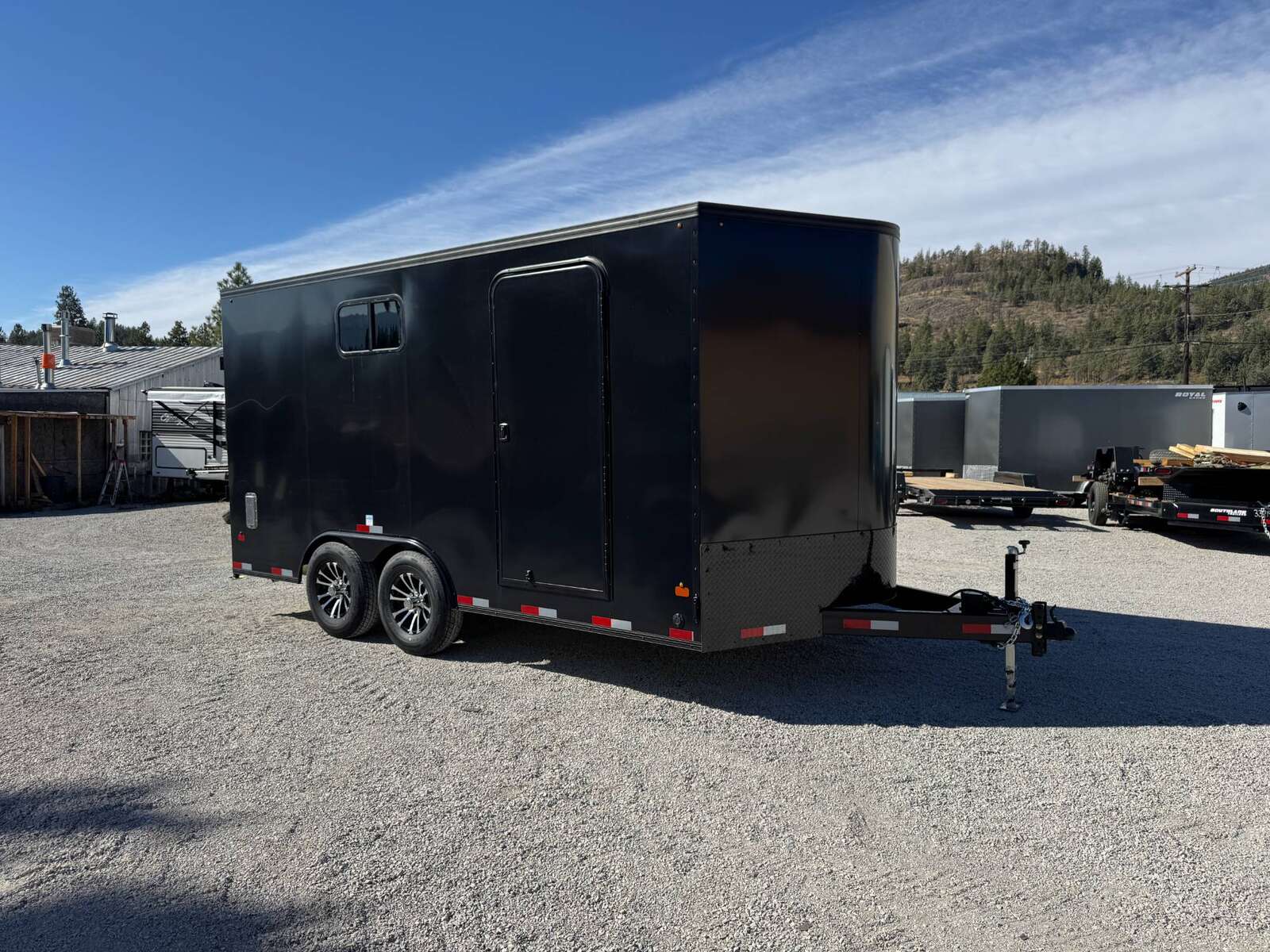 Photo of 2026 Royal 8.5x16 V Nose Cargo Enclosed Trailer Camping Package Black w/ Blackout Pkg, Insulated, Ramp Door, White Walls, 2x Windows & More!