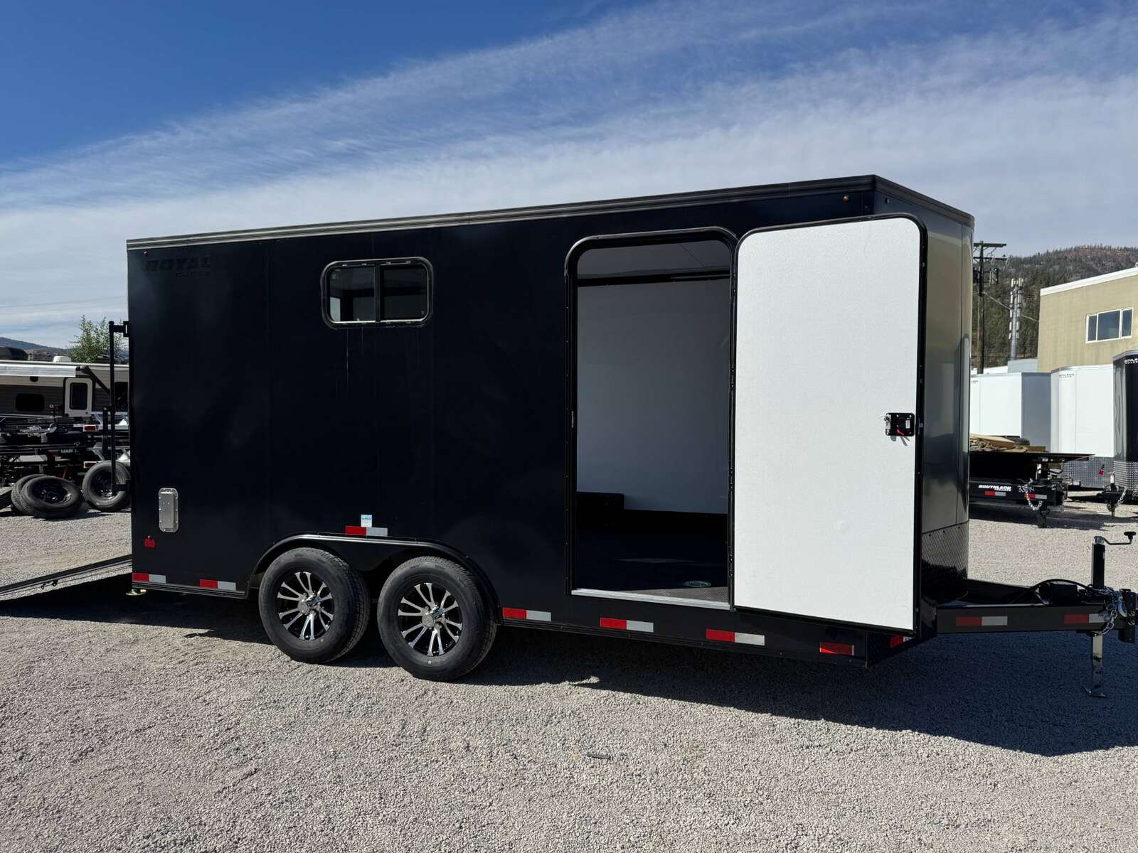 Photo of 2026 Royal 8.5x16 V Nose Cargo Enclosed Trailer Camping Package Black w/ Blackout Pkg, Insulated, Ramp Door, White Walls, 2x Windows & More!