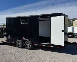 Thumbnail Photo of 2026 Royal 8.5x16 V Nose Cargo Enclosed Trailer Camping Package Black w/ Blackout Pkg, Insulated, Ramp Door, White Walls, 2x Windows & More!