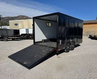 Thumbnail Photo of 2026 Royal 8.5x16 V Nose Cargo Enclosed Trailer Camping Package Black w/ Blackout Pkg, Insulated, Ramp Door, White Walls, 2x Windows & More!