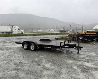 Thumbnail Photo of Pre Owned Used 2018 Snake River 7x16 Flat Deck Car Hauler Trailer 7000lb GVW w/ Ramps