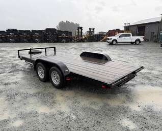Thumbnail Photo of Pre Owned Used 2018 Snake River 7x16 Flat Deck Car Hauler Trailer 7000lb GVW w/ Ramps
