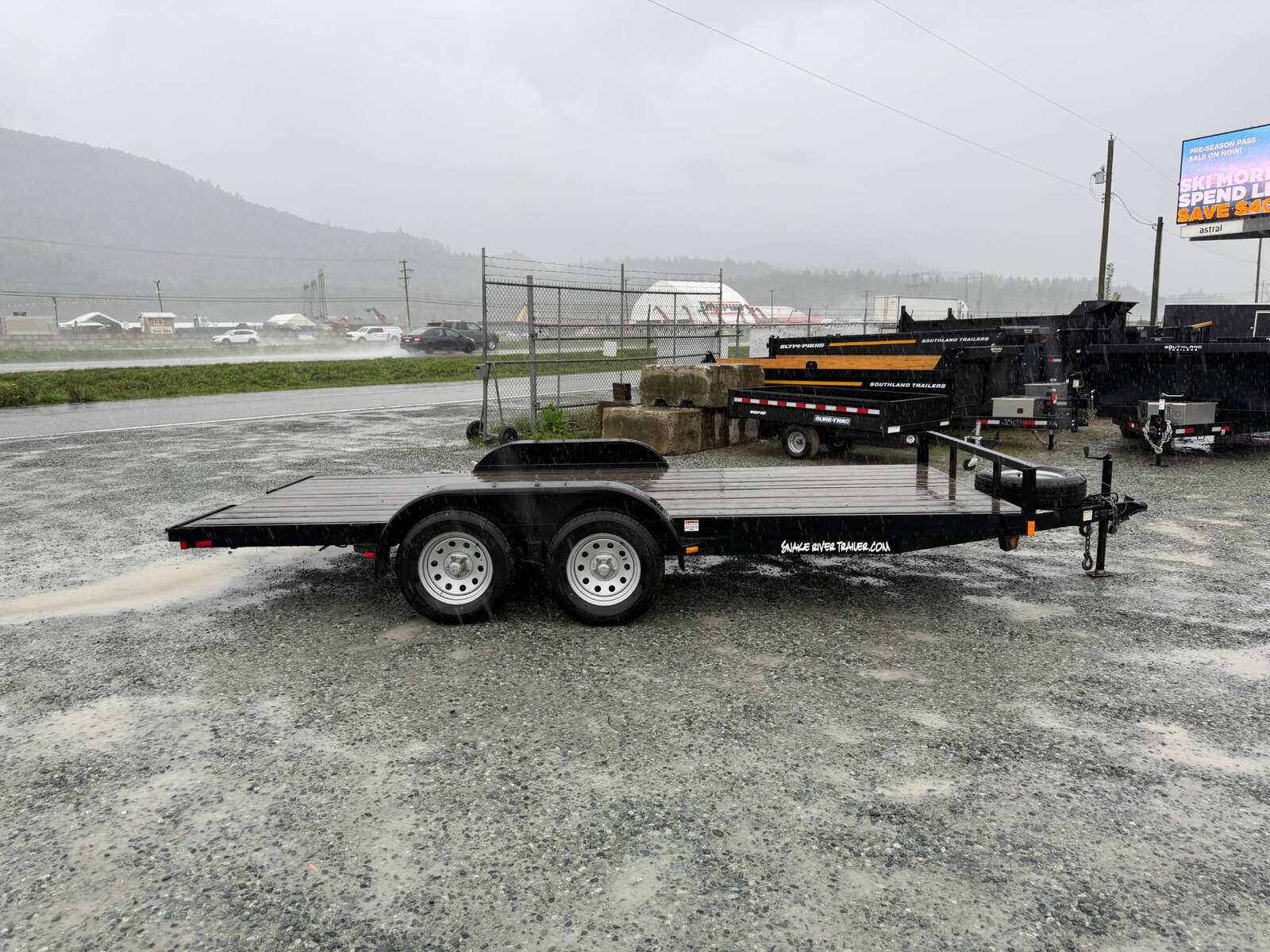 Photo of Pre Owned Used 2018 Snake River 7x16 Flat Deck Car Hauler Trailer 7000lb GVW w/ Ramps