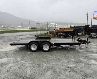 Thumbnail Photo of Pre Owned Used 2018 Snake River 7x16 Flat Deck Car Hauler Trailer 7000lb GVW w/ Ramps