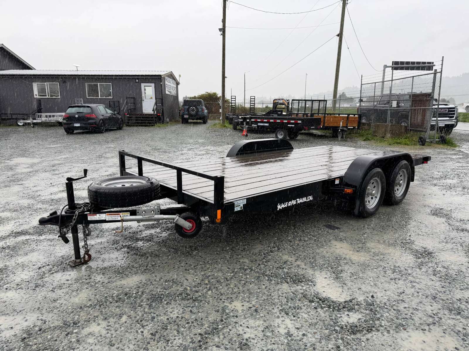 Photo of Pre Owned Used 2018 Snake River 7x16 Flat Deck Car Hauler Trailer 7000lb GVW w/ Ramps