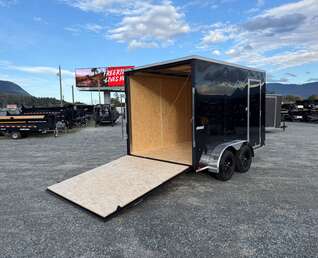 Thumbnail Photo of 2026 Impact Quake 7x12 Cargo Enclosed Trailer Tandem Axle 7000lb GVW Black Extra Height w/ Ramp Door