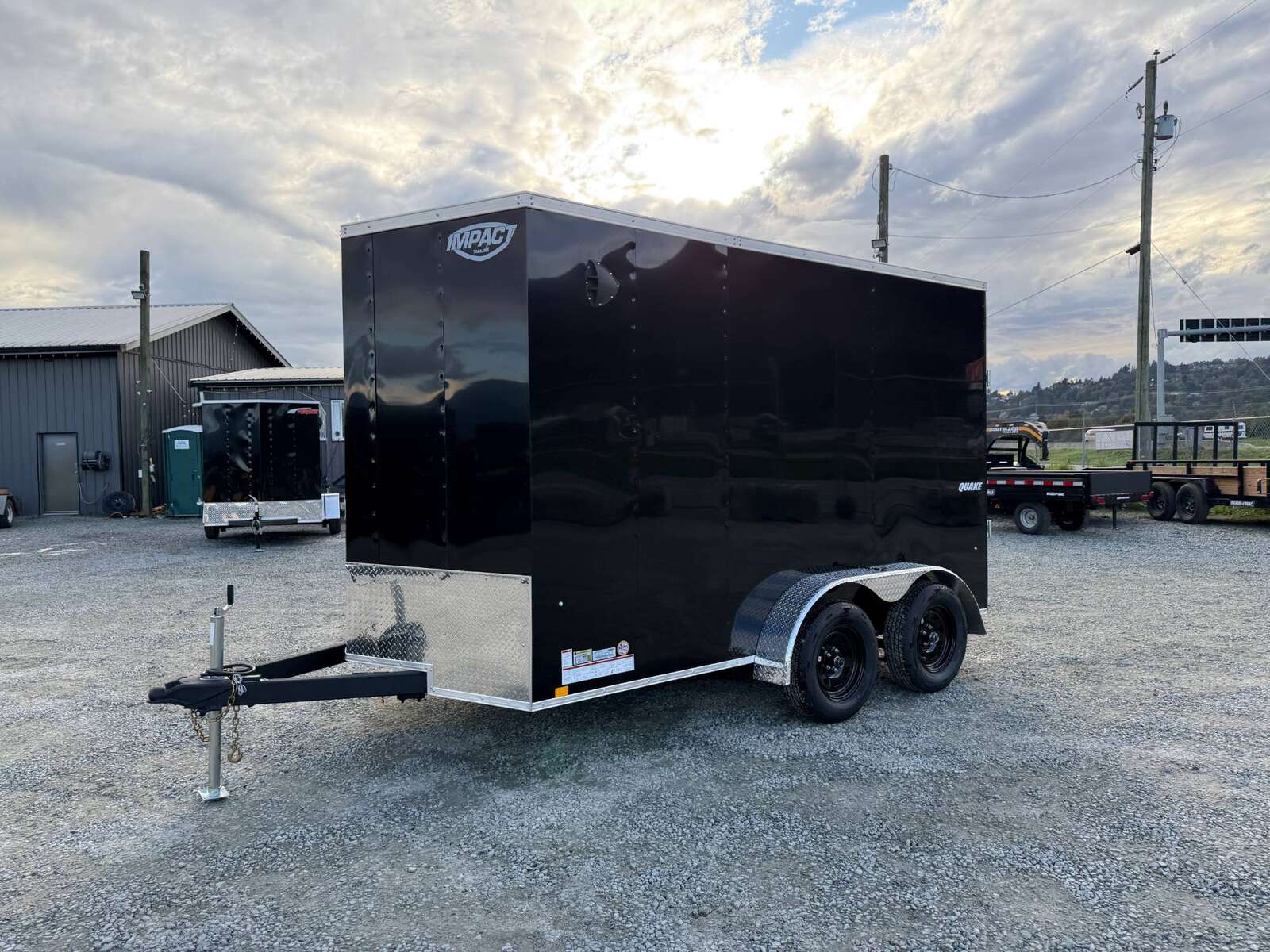 Photo of 2026 Impact Quake 7x12 Cargo Enclosed Trailer Tandem Axle 7000lb GVW Black Extra Height w/ Ramp Door