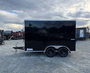 Thumbnail Photo of 2026 Impact Quake 7x12 Cargo Enclosed Trailer Tandem Axle 7000lb GVW Black Extra Height w/ Ramp Door