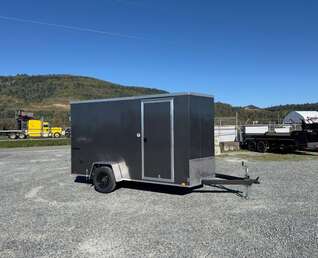 Thumbnail Photo of 2026 Impact Quake 6x12 V Nose Cargo / Enclosed Trailer Charcoal Grey Barn Doors Extra Height 2990lb GVW