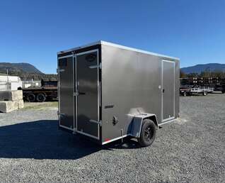 Thumbnail Photo of 2026 Impact Quake 6x12 V Nose Cargo / Enclosed Trailer Charcoal Grey Barn Doors Extra Height 2990lb GVW