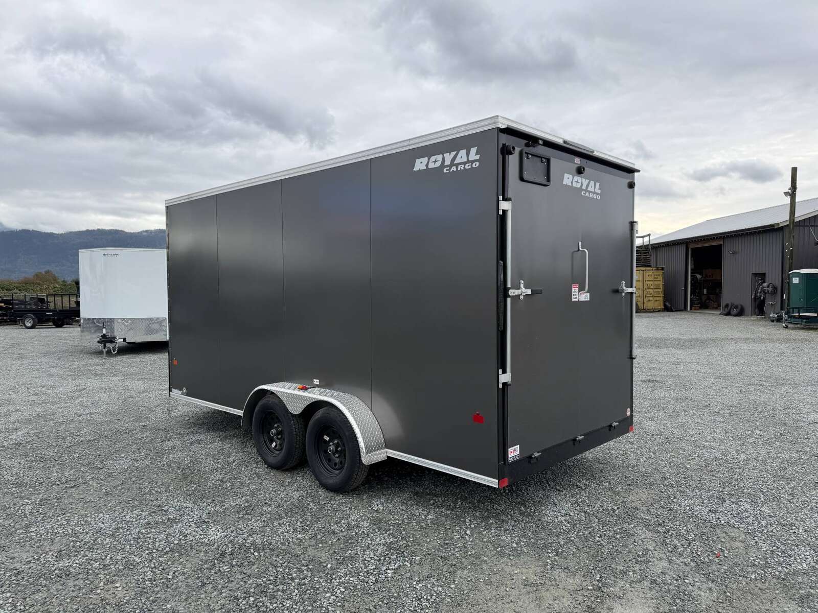 Photo of 2026 Royal 7x16 Enclosed Cargo Trailer V Nose Ramp Door Charcoal Grey 7700lb GVW Extra Height