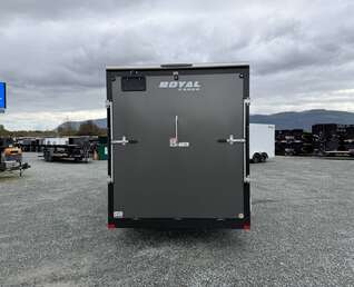 Thumbnail Photo of 2026 Royal 7x16 Enclosed Cargo Trailer V Nose Ramp Door Charcoal Grey 7700lb GVW Extra Height