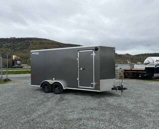 Thumbnail Photo of 2026 Royal 7x16 Enclosed Cargo Trailer V Nose Ramp Door Charcoal Grey 7700lb GVW Extra Height