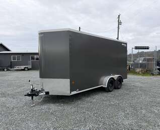 Thumbnail Photo of 2026 Royal 7x16 Enclosed Cargo Trailer V Nose Ramp Door Charcoal Grey 7700lb GVW Extra Height